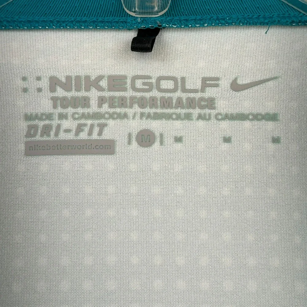 NIKE Golf Tour Performance Polo Shirt Women Medium Dri‎ Fit Blues Snap Neck